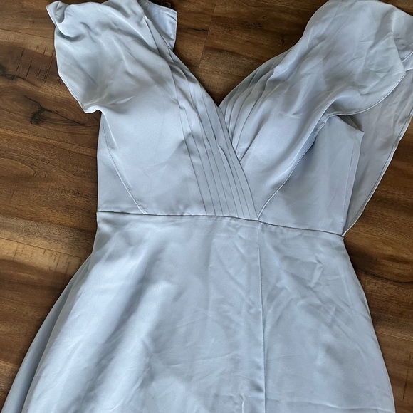 Azazie Rylee in Dusty Blue. Size 4. Not hemmed or altered. Wore once - Picture 4 of 5